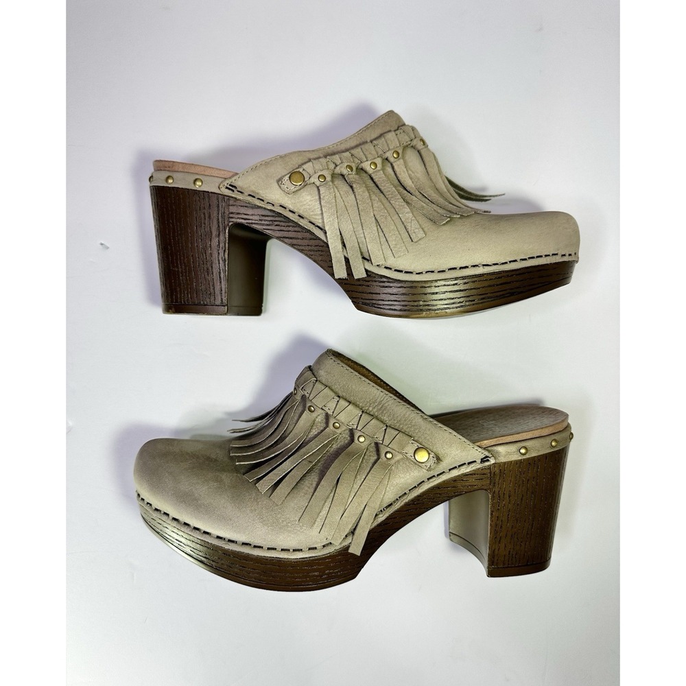 Dansko Deni Fringe Mule Clogs Women's US Size 9 / EU40 Suede Leather Shoes Gray - Picture 2 of 9